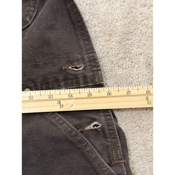 Carhartt Custom utility Shortails Brown Duck Canvas Patchwork Workwear Overalls - Picture 9 of 11